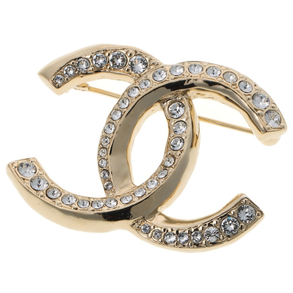 CHANEL Gold Logo Brooch